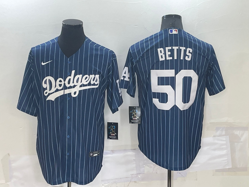 Men's Los Angeles Dodgers #50 Mookie Betts Navy Cool Base Stitched Baseball Jersey